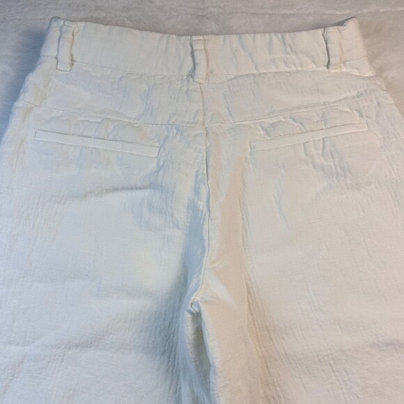 Zara Womens Ivory Textured Wide Leg Pants XS High-Waist Viscose/Linen Bohocore - Picture 13 of 13